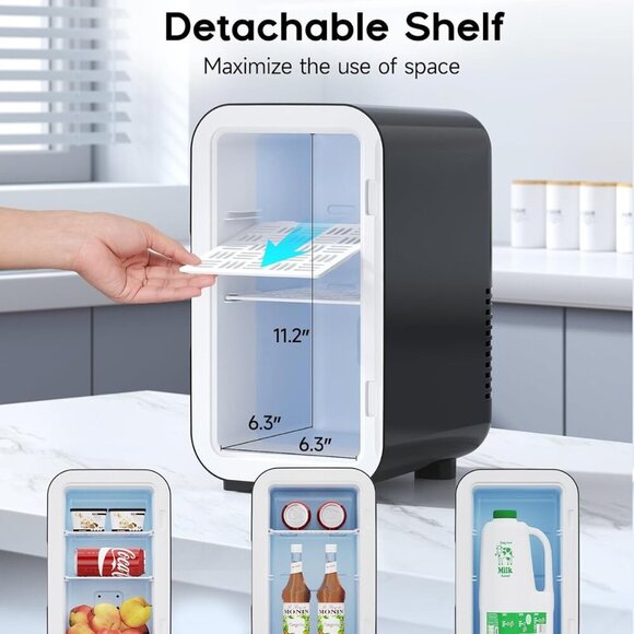 Mini Fridge, 6 Liter/8 Can Small Fridge for Bedroom, Car, Office & Dorm - NEW - Picture 3 of 8